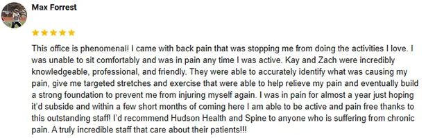 Chiropractic Nanuet NY Max Forrest Review Screenshot