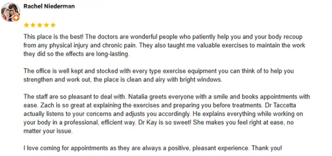 Chiropractic Nanuet NY Rachel Niederman Review Screenshot